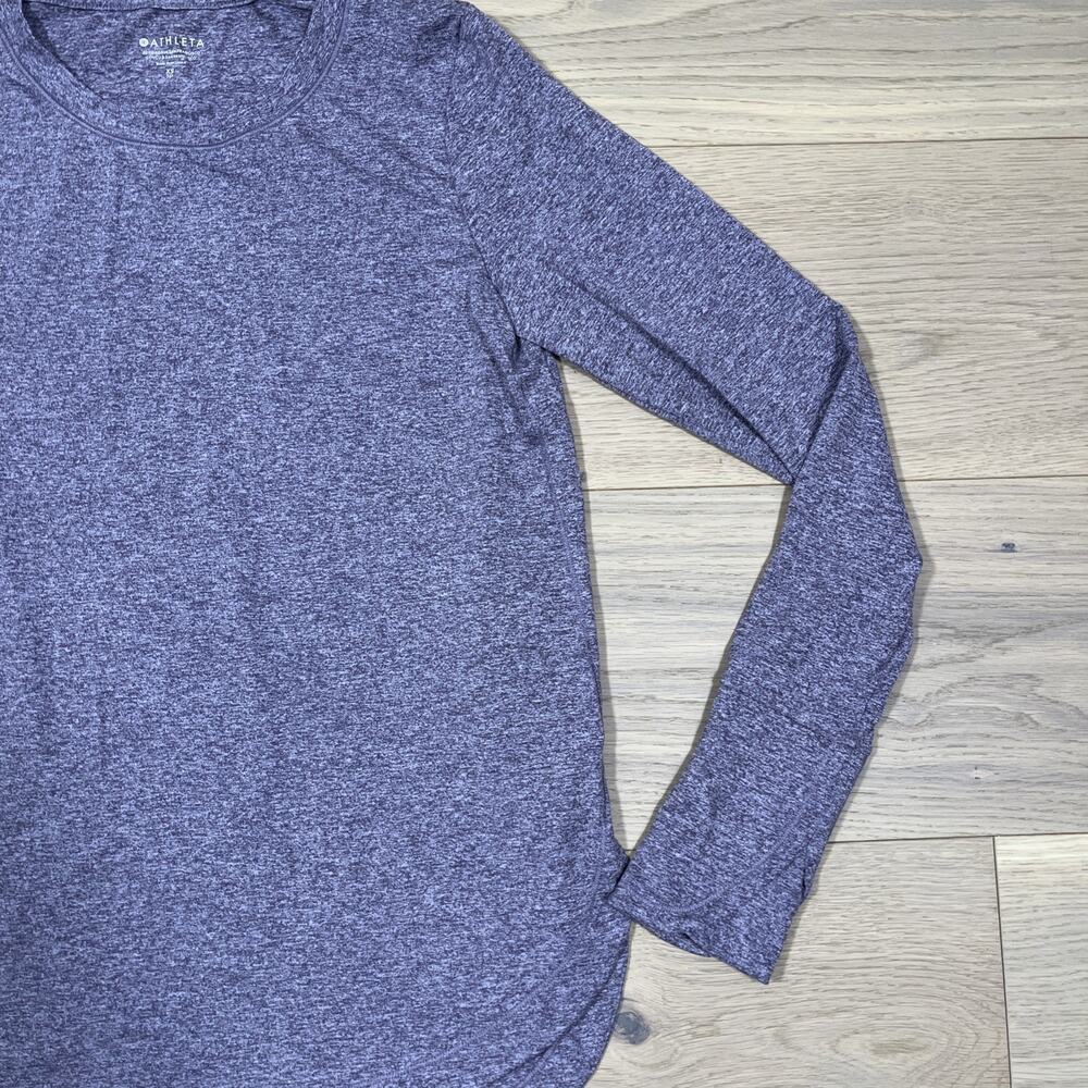 Athleta Womens Sz XS Performance T-Shirt Top Heathered Purple Stretch Athleisure - Picture 3 of 10